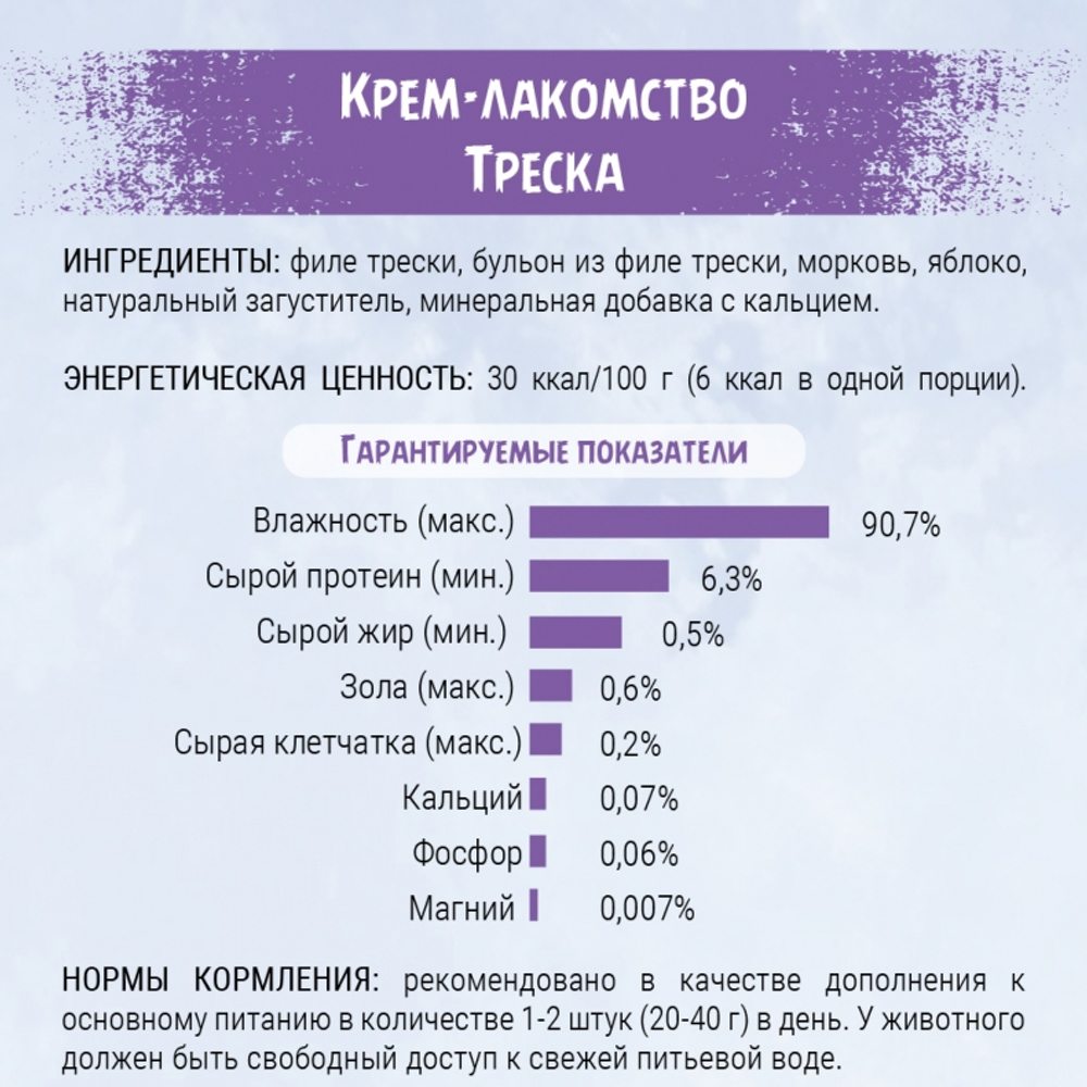 Крем-лакомство ТерриториЯ Таймыр для кошек, треска - 5*20 гр