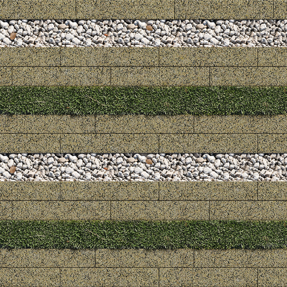 Тротуарная плитка ГАЗОННАЯ РЕШЕТКА - Гранит+ Желтый с черным