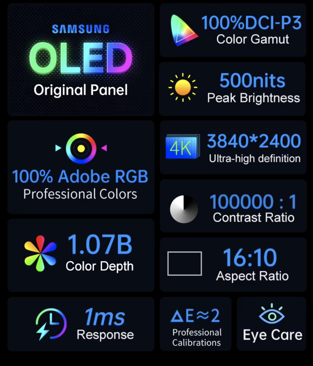 14" Портативный монитор с встроенной подставкой AU14O 4K OLED 3840x2400, 60 Гц
