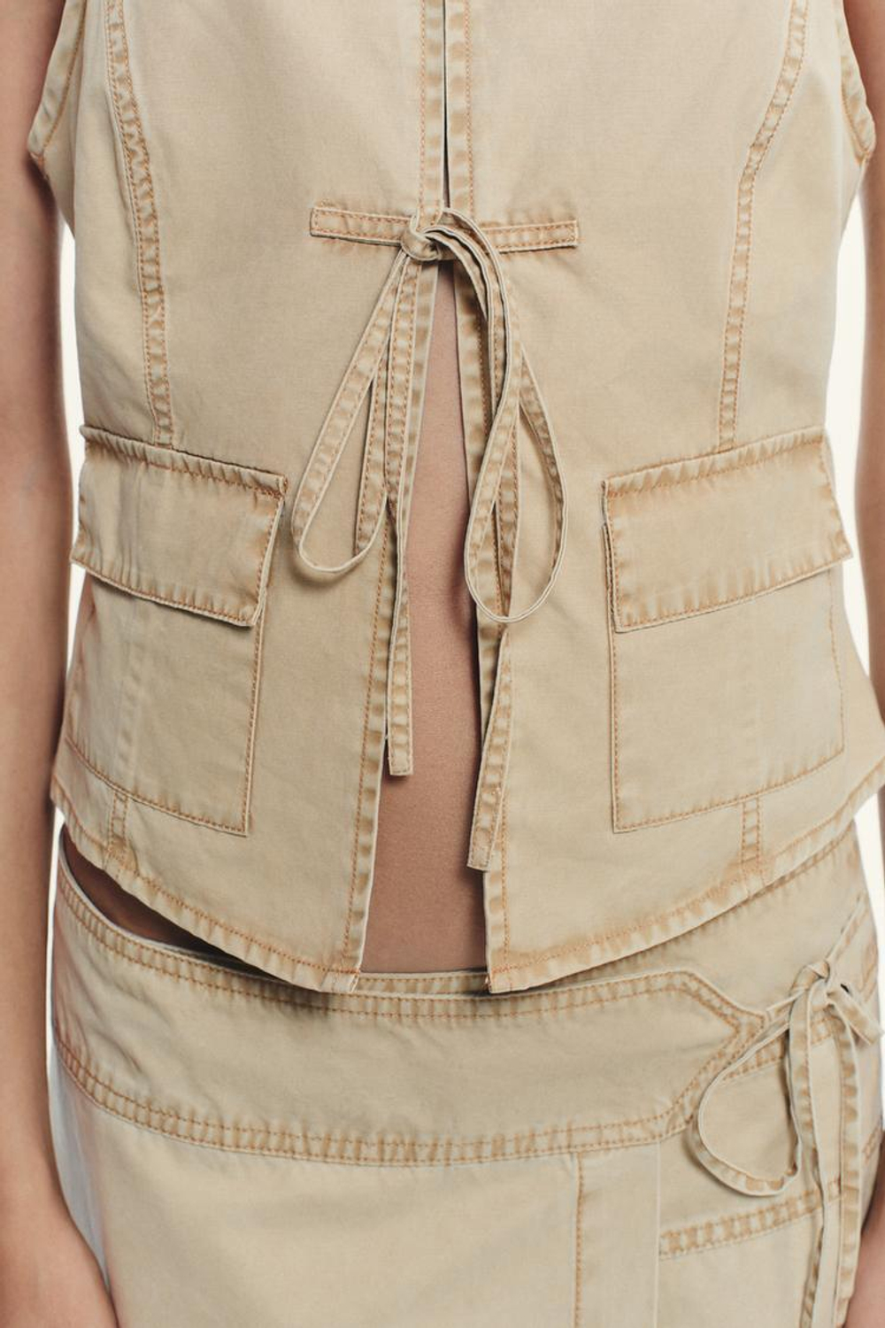 ZARA ТОП-ЖИЛЕТ С ЭФФЕКТОМ ПОТЕРТОСТИ, РЫЖЕВАТО-КОРИЧНЕВЫЙ