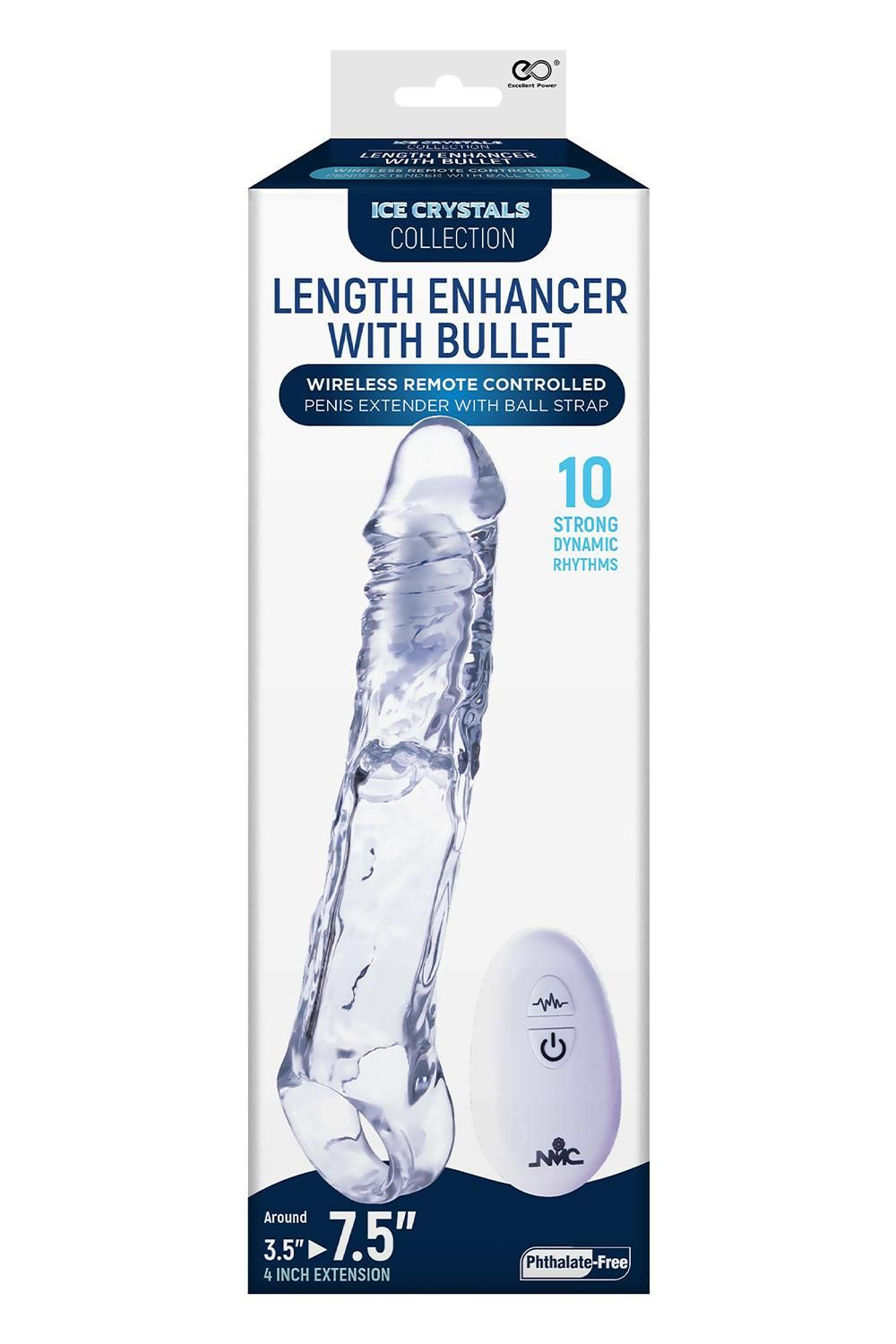 Прозрачная насадка-удлинитель Length Enhancer With Bullet с подхватом - 22,3 см. (Цвет: прозрачный)