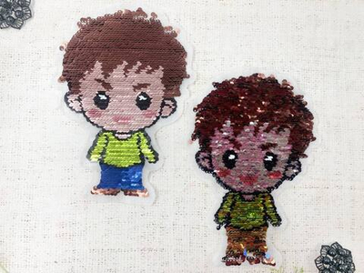 Аппликация пришивная двухсторонняя с пайетками, р. 21х13,5 см