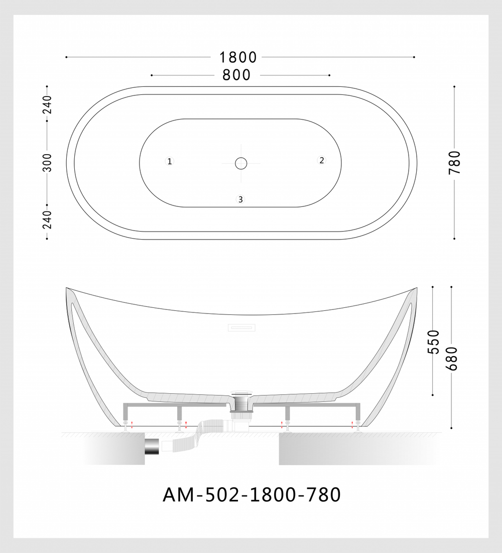 Акриловая ванна ARTMAX AM-502-1800-780