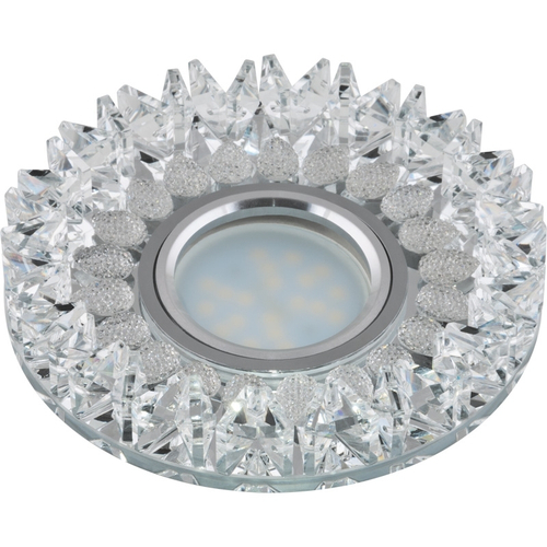 DLS-P101 GU5.3 CHROME/CLEAR Светильник декоративный встраиваемый ТМ Fametto, серия Peonia. Без лампы, цоколь GU5.3. Основание металл, цвет хром. О