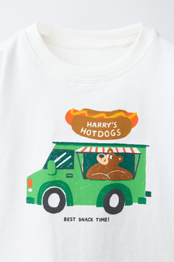 ZARA ФУТБОЛКА С ПРИНТОМ, БЕЛЫЙ