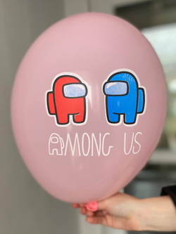 Воздушный шар с рисунком Амонг Ас видеоигра космонавт 35см ПАЛИТРА №4350