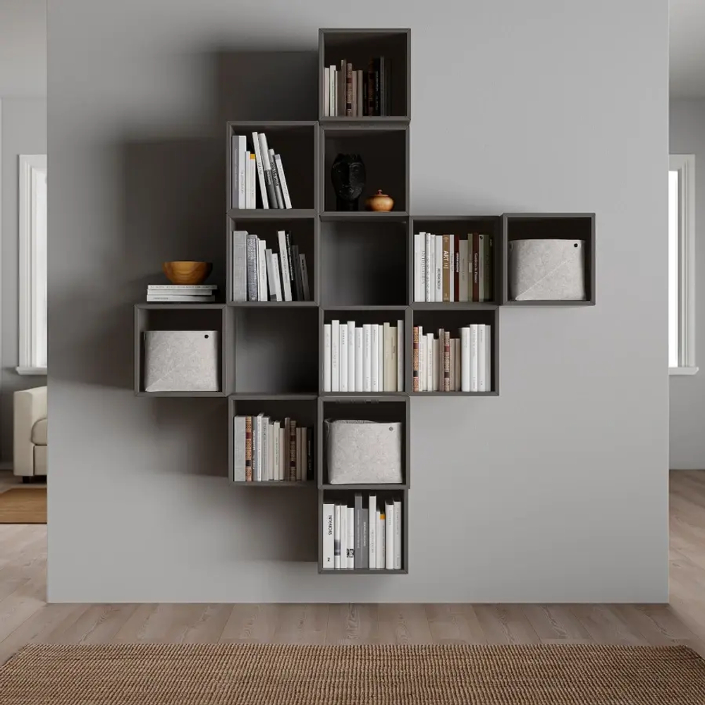 Комбинация навесных шкафов - IKEA EKET, 175x35x210 см, темно-серый, ЭКЕТ ИКЕА