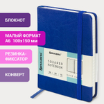 Блокнот малый (100x150 мм) А6 BRAUBERG "Metropolis Special" под кожу 80 л. клетка синий (4 штуки в упаковке)