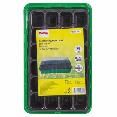 Контейнер для рассады с крышкой на 24 ячейки (350x220x65мм, размер ячейки 40х50мм) WMC TOOLS WMC-TG3104007