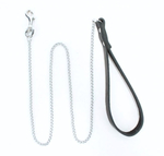 Металлический поводок с кожаной ручкой (Цвет: черный с серебристым)