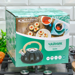 Чайник 3л со свистком, индукция, двухцветный, серо-черный