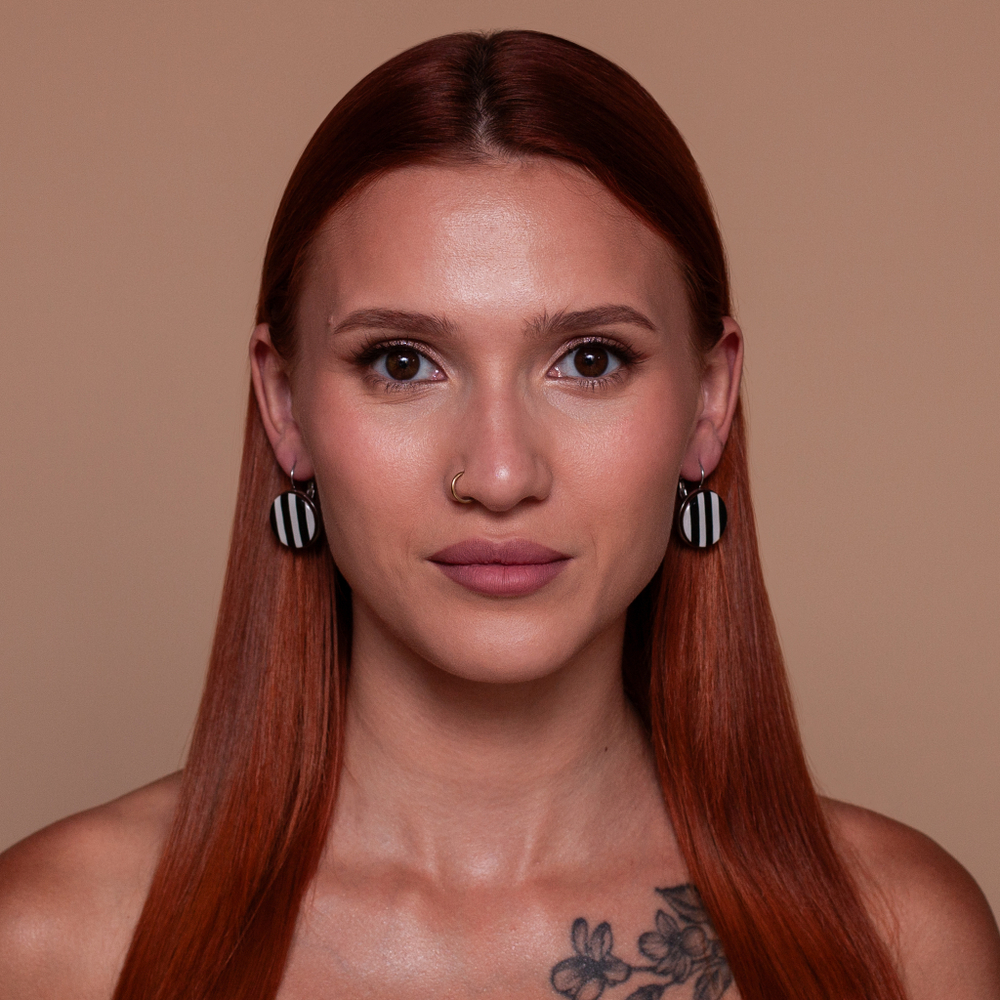 Серьги - Английский Замок Средние - Полоска - Монохром