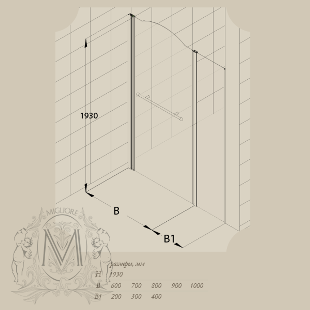 Душевая дверь Migliore Diadema ML.DDM-22.581.TR.DO 80xH195 см, стекло прозрачное/декор R (DX)