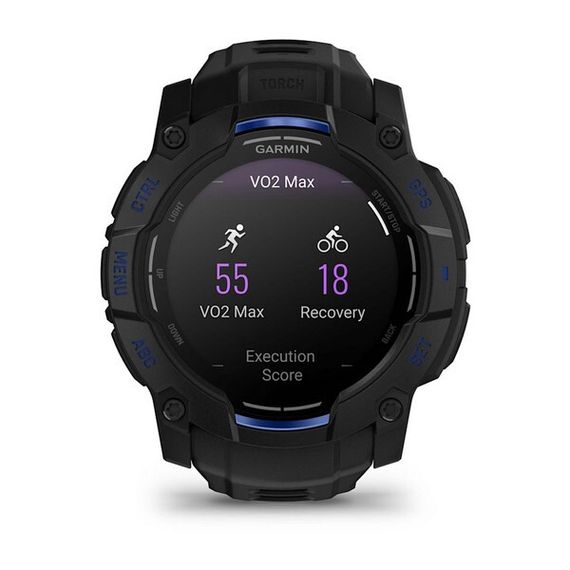 Умные часы Garmin Instinct 3 Amoled 50 mm Black with Black/Bolt Blue Band (010-03020-03)