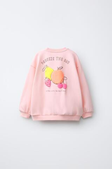 ZARA ТОЛСТОВКА С РЕЛЬЕФНЫМ ПРИНТОМ, МАНДАРИНОВЫЙ