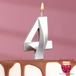 Свечи в торт "Грань" серебряный металлик №4, 7,8 см