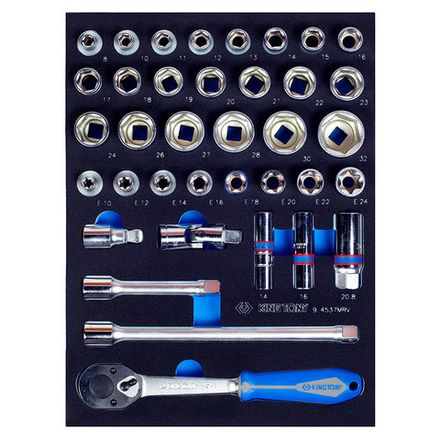 Цена на KING TONY (9-4537MRV) Набор торцевых головок 1/2" с принадлежностями, ложемент, 37 предметов