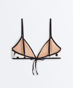 OYSHO Топ бикини из пике в горошек, светлый экрю