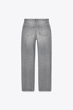 ZARA ДЖИНСЫ TRF ПРЯМОГО КРОЯ СО СРЕДНЕЙ ПОСАДКОЙ, СВЕТЛО-СЕРЫЙ