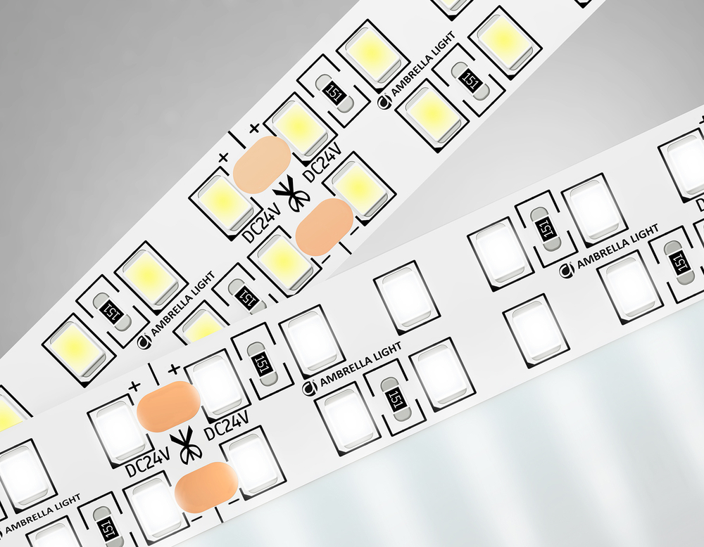 Светодиодная лента двухрядная GS3702 2835 240Led /24W m/ 24V IP20 4500K/ 5000*14*1.2mm/ кратность резки 50mm (2 конт.)