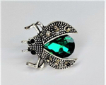 Брошь. Украшение  брошка "Жук" с зеленым камнем. Символом перерождения, начала новой жизни.
