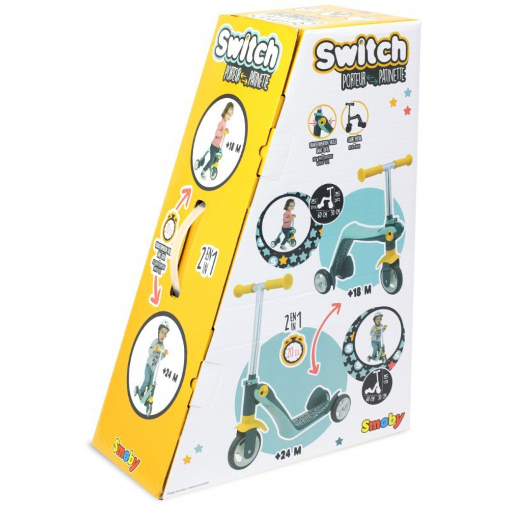Самокат Smoby2в1, металл, 3 колеса 750612