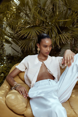 ZARA ТРИКОТАЖНЫЙ КАРДИГАН С ВОЛАНАМИ, ЭКРЮ