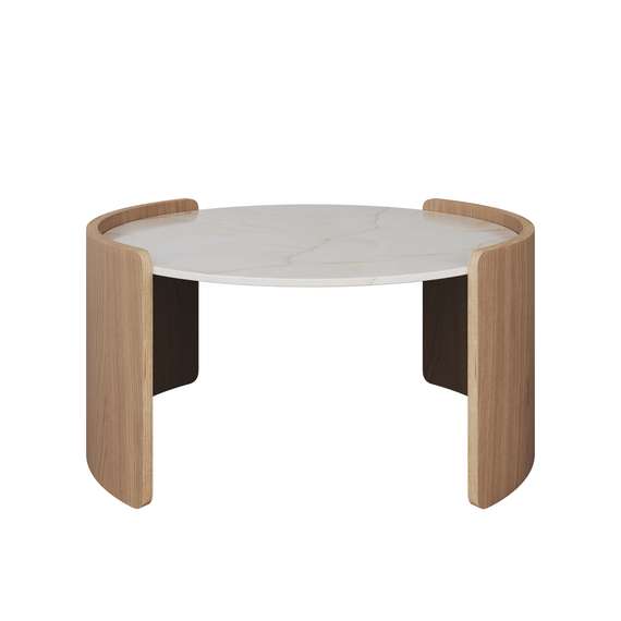 Столик Lagom Stone D 65 см высота 32 см (камень LC, натуральный дуб)