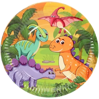 Тарелка бумажная 18 см в наборе 10 шт «Славные динозаврики»