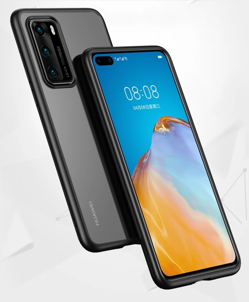 Чехол легкий для Huawei P40 от Caseport, серия Ultra Hybrid, черные рамки