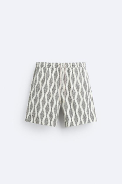 ZARA ДЛИННЫЕ ПЛАВКИ С ГЕОМЕТРИЧЕСКИМ ПРИНТОМ, ЧЕРНЫЙ