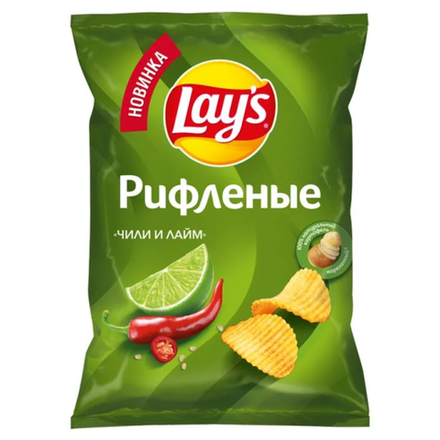 Чипсы картофельные LAY'S Рифленые чили и лайм 125 гр