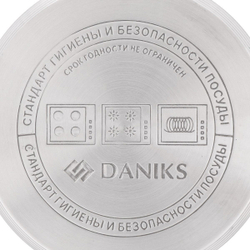 Ковш нерж, 2 л, крышка стекло, индукц, Daniks, Токио, SD-A87-16S