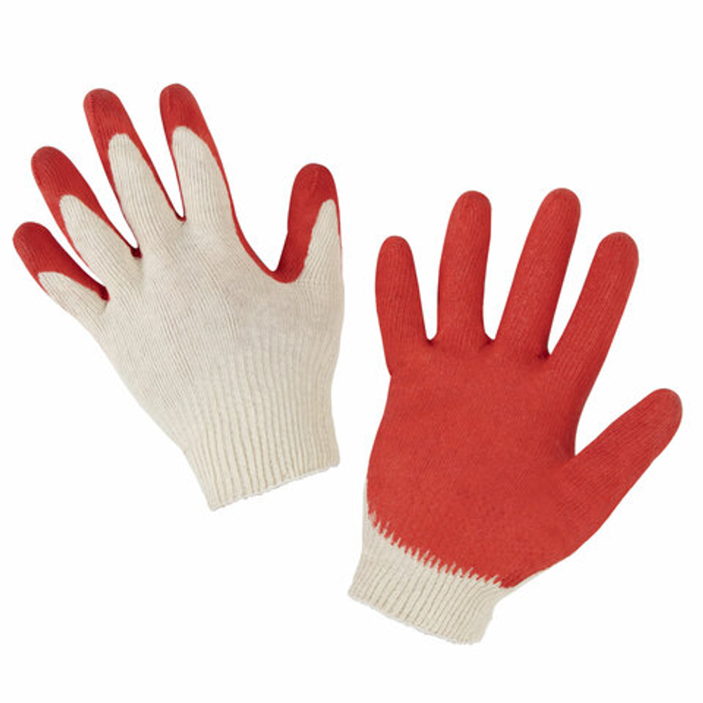 Перчатки хлопчатобумажные износостойкие ОДИНАРНЫЙ облив, 13 класс, КОМПЛЕКТ 100 ПАР, LAIMA ЛЮКС