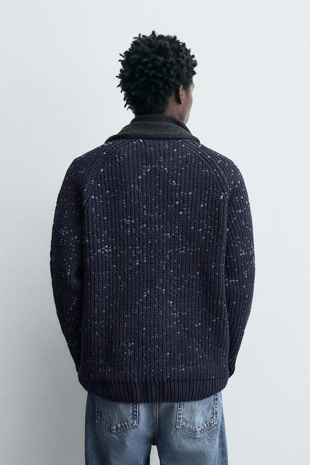 ZARA КОНТРАСТНЫЙ СВИТЕР , МОРСКОЙ СИНИЙ