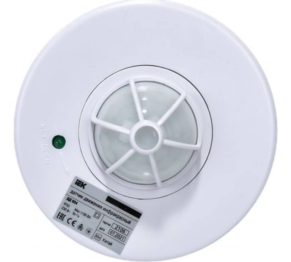 Датчик движения ДД-024 1100Вт 120-360град 6м IP33 белый IEK LDD11-024-1100-001