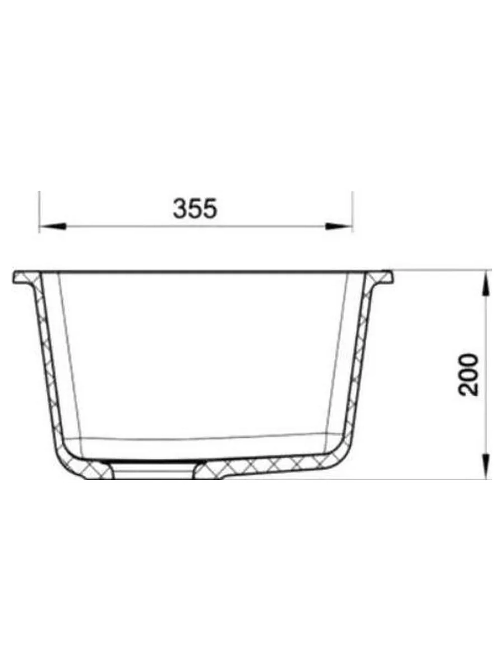 RIVELATO Мойка BERKANA 35 1-чаш 415*455, монтаж: универсальный, материал: кварц, цвет черный