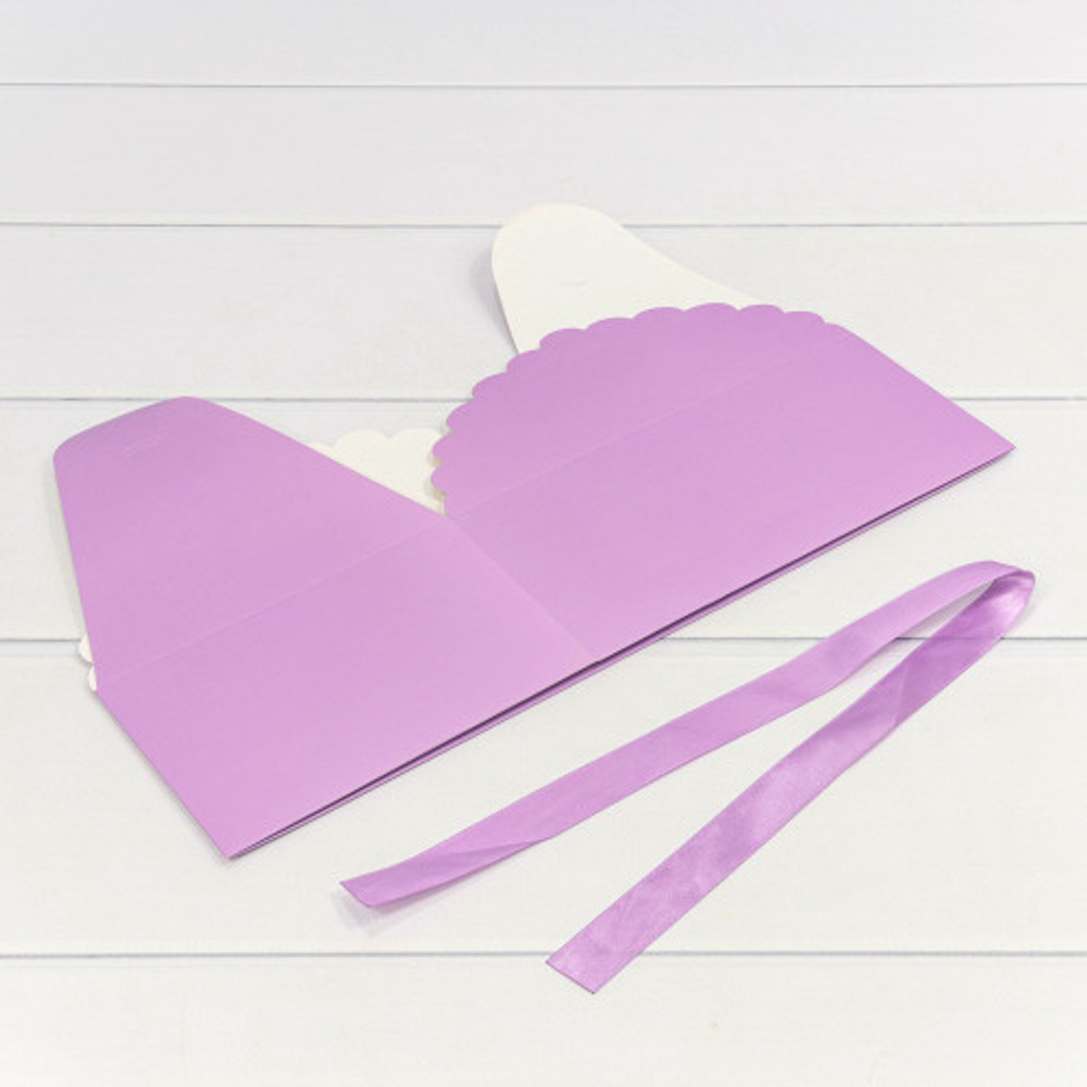 Коробка сборная 22х16х10 см с атласной лентой (Сиреневый)