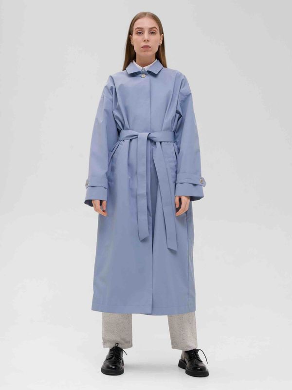 Плащ Длинный Женский Голубой - фото 6