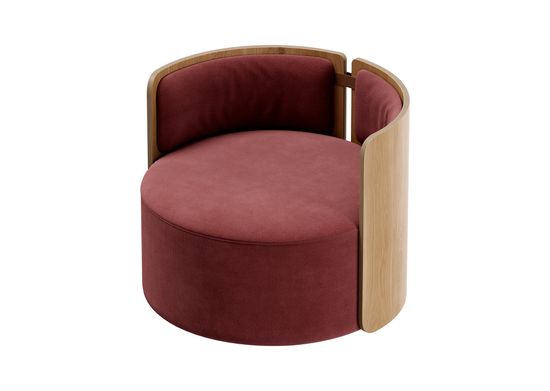 Кресло крутящееся Lagom 800 (бордовый FiberGuard, натуральный дуб)