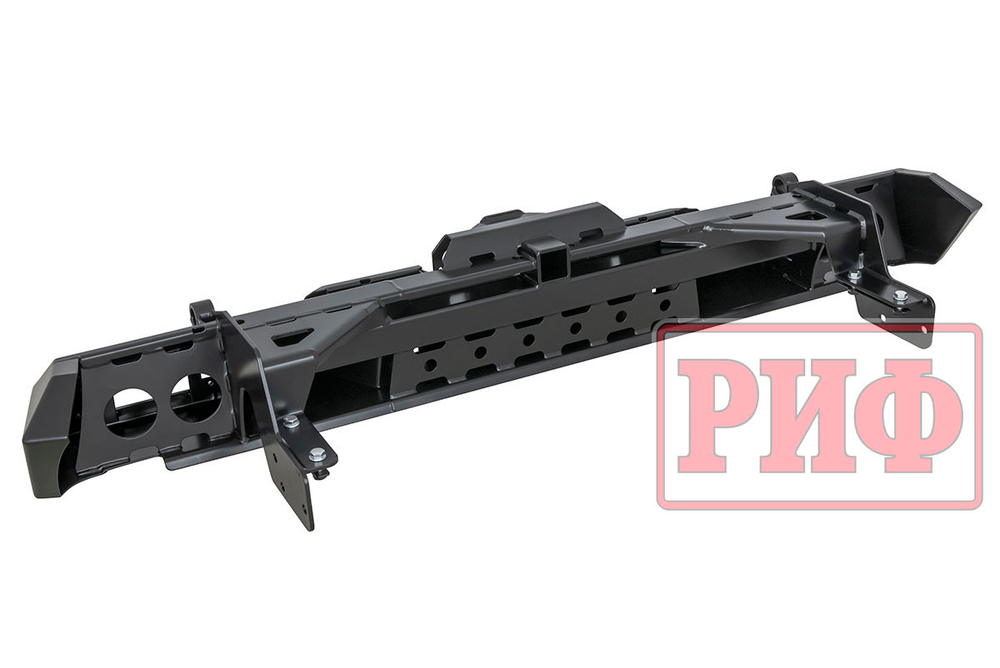 Бампер силовой задний Isuzu D-MAX (2012-2021) с квадратом под фаркоп и фонарями, стандарт