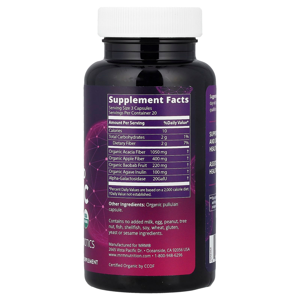 MRM Nutrition, цельнопищевая органическая клетчатка, 60 веганских капсул