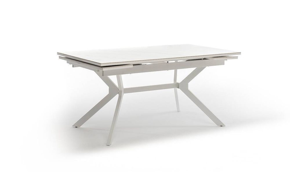 "Меркурий" стол интерьерный раздвижной обеденный из керамики, цвет белый глянцевый