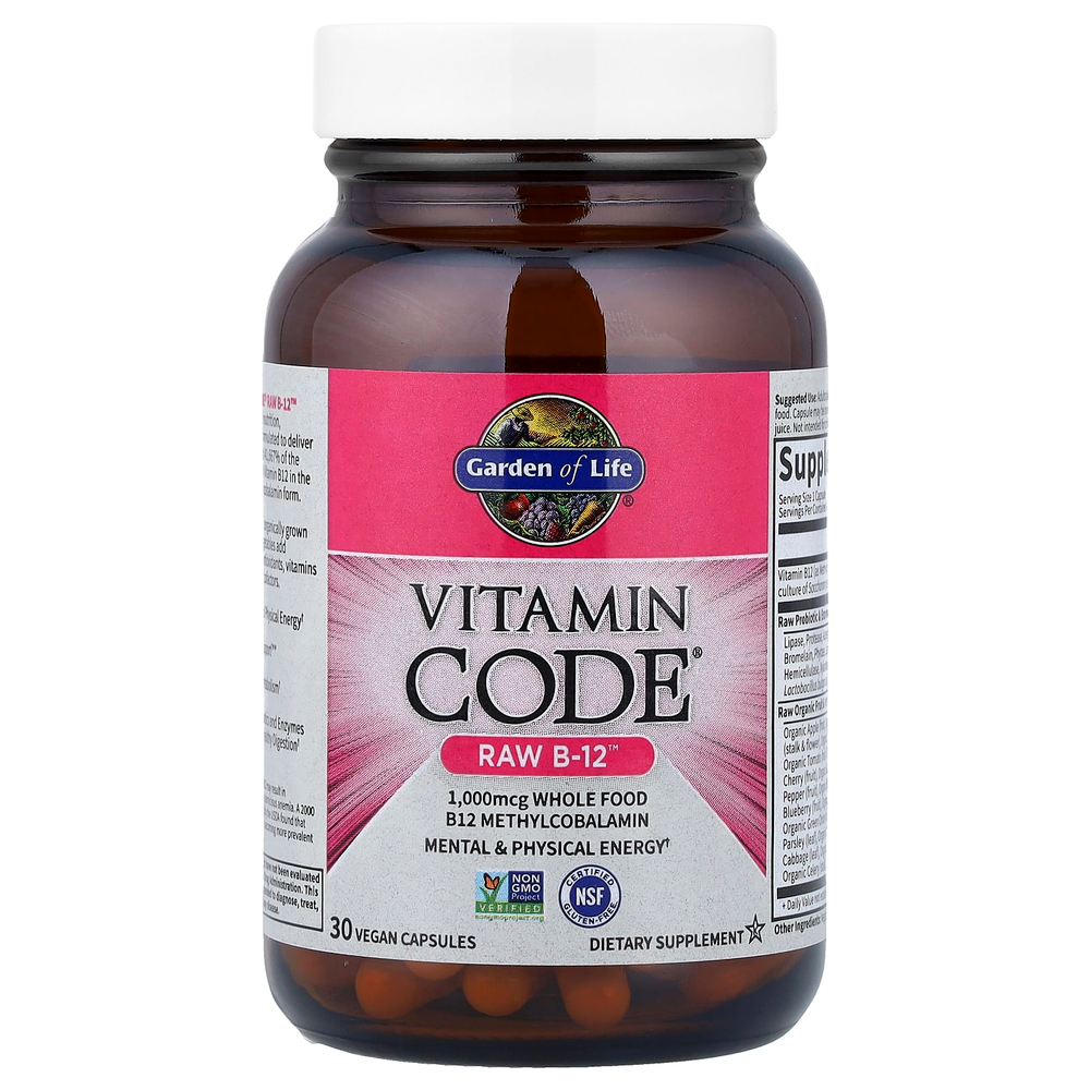 Garden of Life, Vitamin Code, RAW B12, 30 растительных капсул