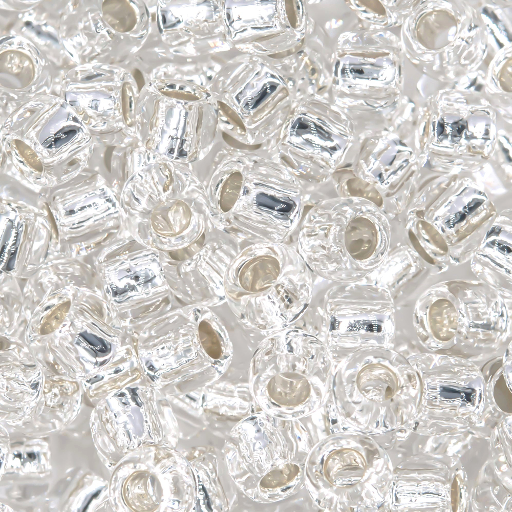 Японский бисер TOHO Round 6/0 (№PF21), с внутренним серебрением, прозрачный