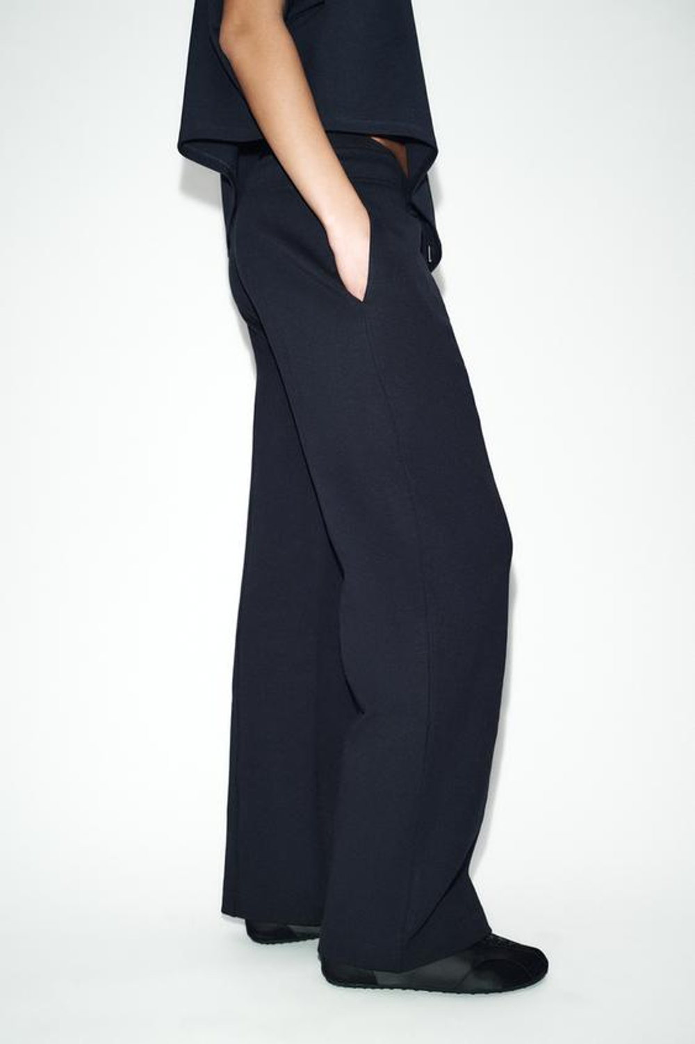 ZARA ПРЯМЫЕ БРЮКИ ИЗ ИНТЕРЛОКА, МОРСКОЙ СИНИЙ