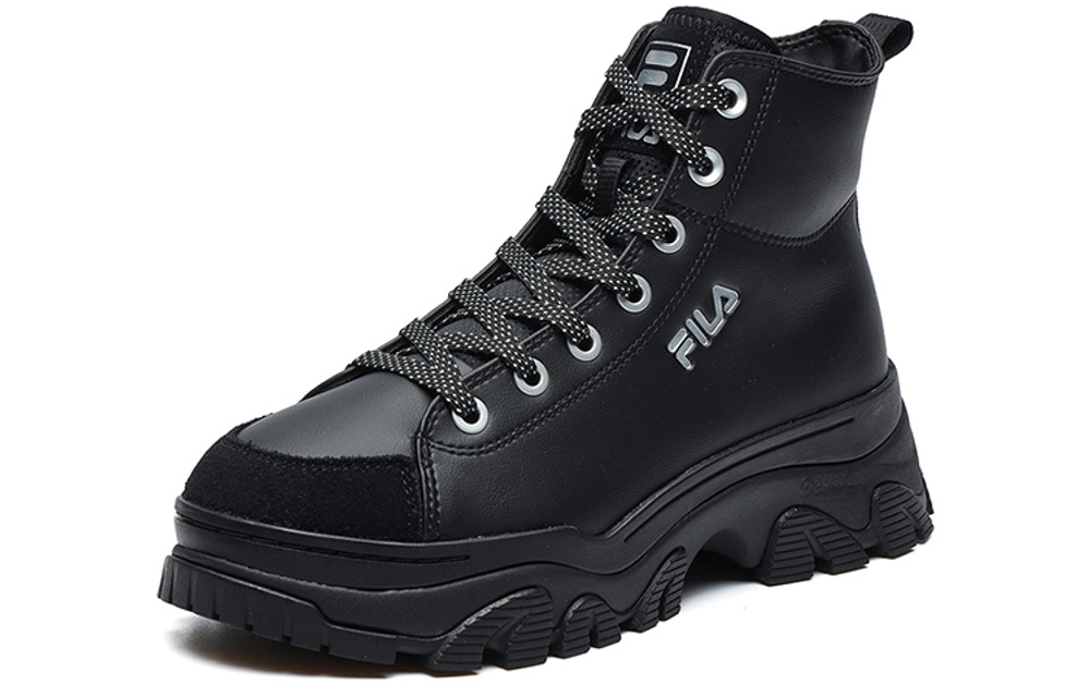 Fila leather high-top tooling outdoor boots women's black