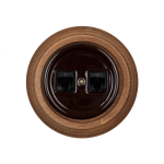 Розетка RJ45 информационная двойная, керамика, цвет коричневый B1-302-02