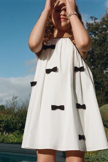 ZARA ПЛАТЬЕ С ГОРЛОВИНОЙ ХАЛТЕР И БАНТОМ, БЕЛЫЙ