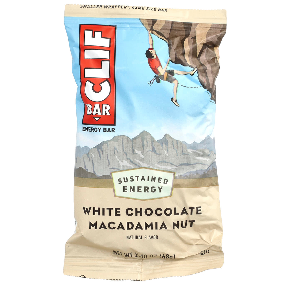 Clif Bar, Энергетический батончик с белым шоколадом и орехом макадамия, 12 батончиков, 2,40 унции (68 г) каждый